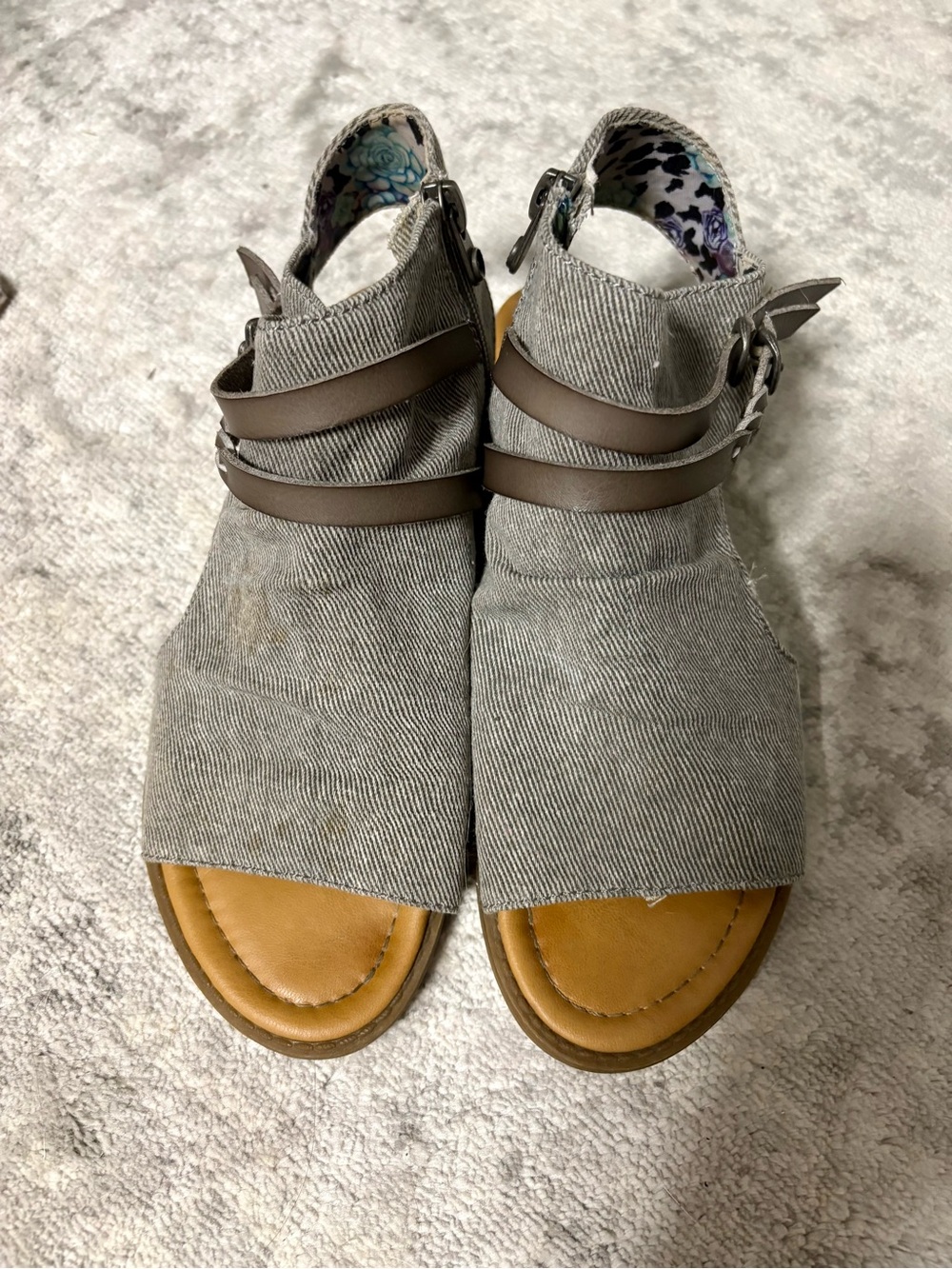 Women’s Blowfish Gray Open-Toe Casual Sandals with Buckle Straps